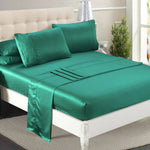 King Single Ultra Soft Silky Satin Bed Sheet in Teal Colour