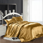 Silk Satin Quilt Duvet Cover Set in Single Size in Champagne Colour