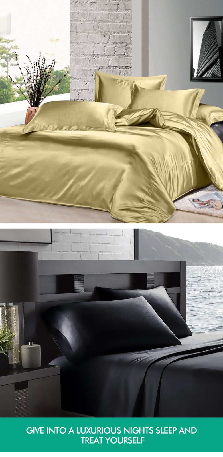 Silk Satin Quilt Duvet Cover Set in Single Size in Champagne Colour