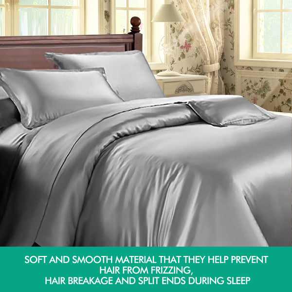  Silk Satin Quilt Duvet Cover Set in Single Size in Ivory Colour