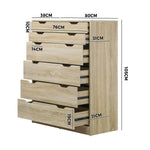 Stylish and Functional: Wooden 6-Drawer Chest of Drawers for Clothes Storage