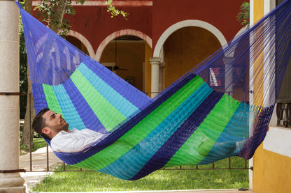 Jumbo Size Super Nylon Mexican Hammock in Oceanica Colour