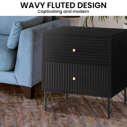 White/Black Bedside Table Drawer Nightstand