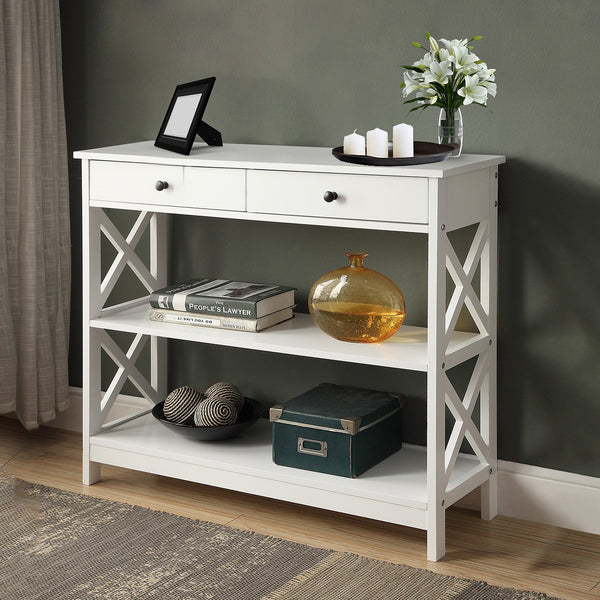  White/Black Cross Console Table for Stylish Spaces