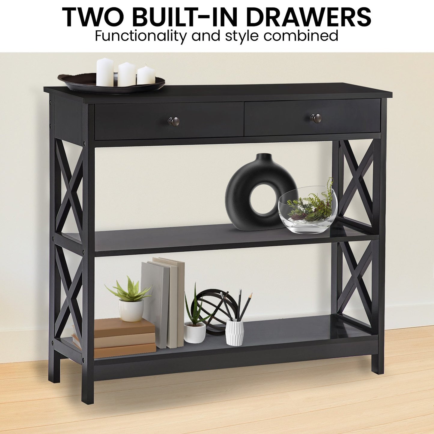 White/Black Cross Console Table for Stylish Spaces