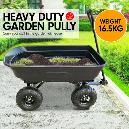 Garden Dump Cart Dumper Wagon Carrier Wheel Barrow  75L