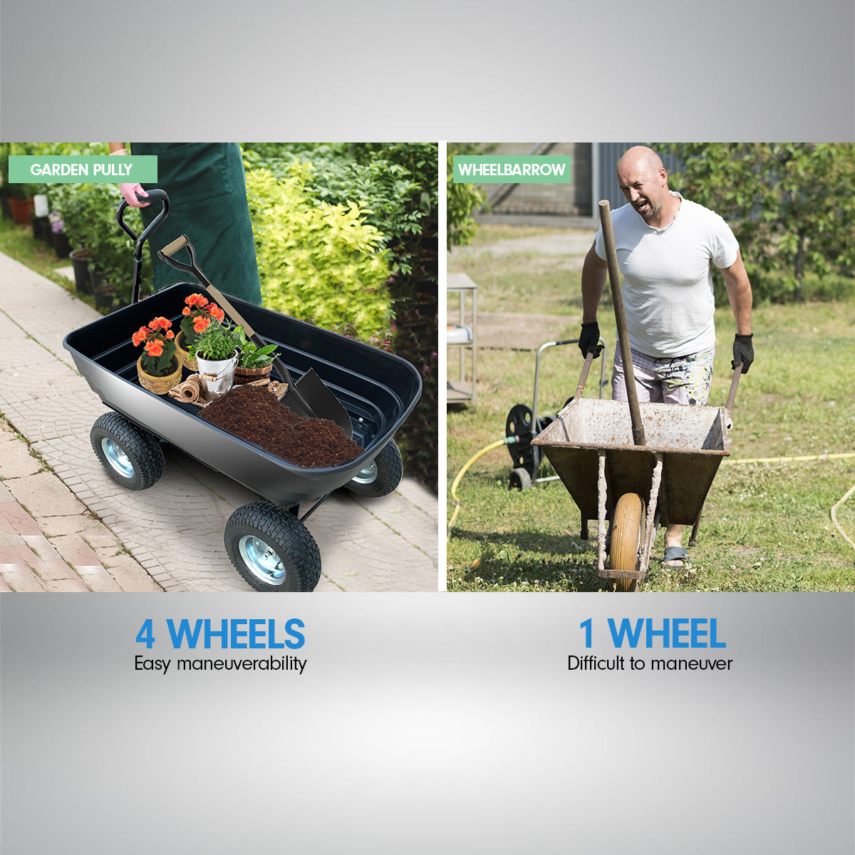 Garden Dump Cart Dumper Wagon Carrier Wheel Barrow  75L