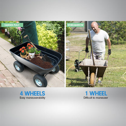 Garden Dump Cart Dumper Wagon Carrier Wheel Barrow  75L