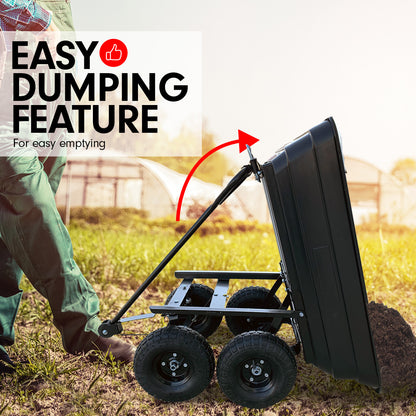 Garden Dump Cart Dumper Wagon Carrier Wheel Barrow  75L