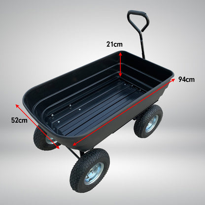 Garden Dump Cart Dumper Wagon Carrier Wheel Barrow  75L