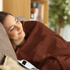 Heated Electric Blanket Throw Rug Coral Warm Fleece Brown