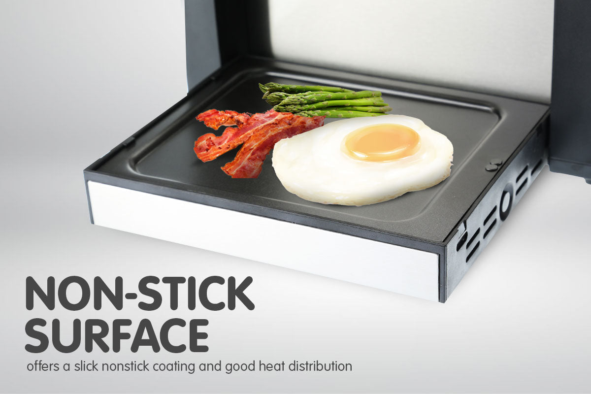 Pronti 3-in-1 Toaster Griddle Hot Plate Electric 2 Slices Grill
