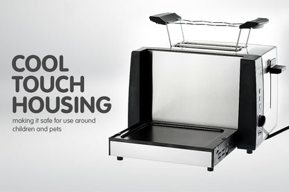 Pronti 3-in-1 Toaster Griddle Hot Plate Electric 2 Slices Grill