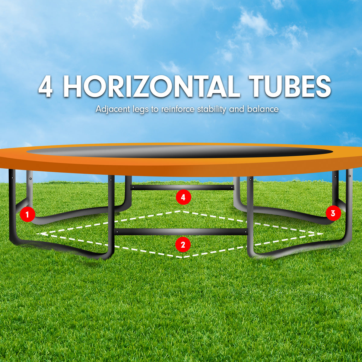 Kahuna Trampoline 8 ft x 14ft Oval with Basketball Set - Orange