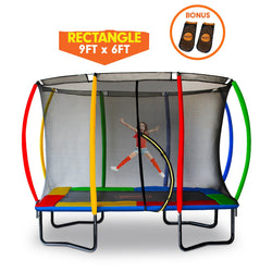 Trampoline 6 ft x 9 ft Rectangular Outdoor - Rainbow