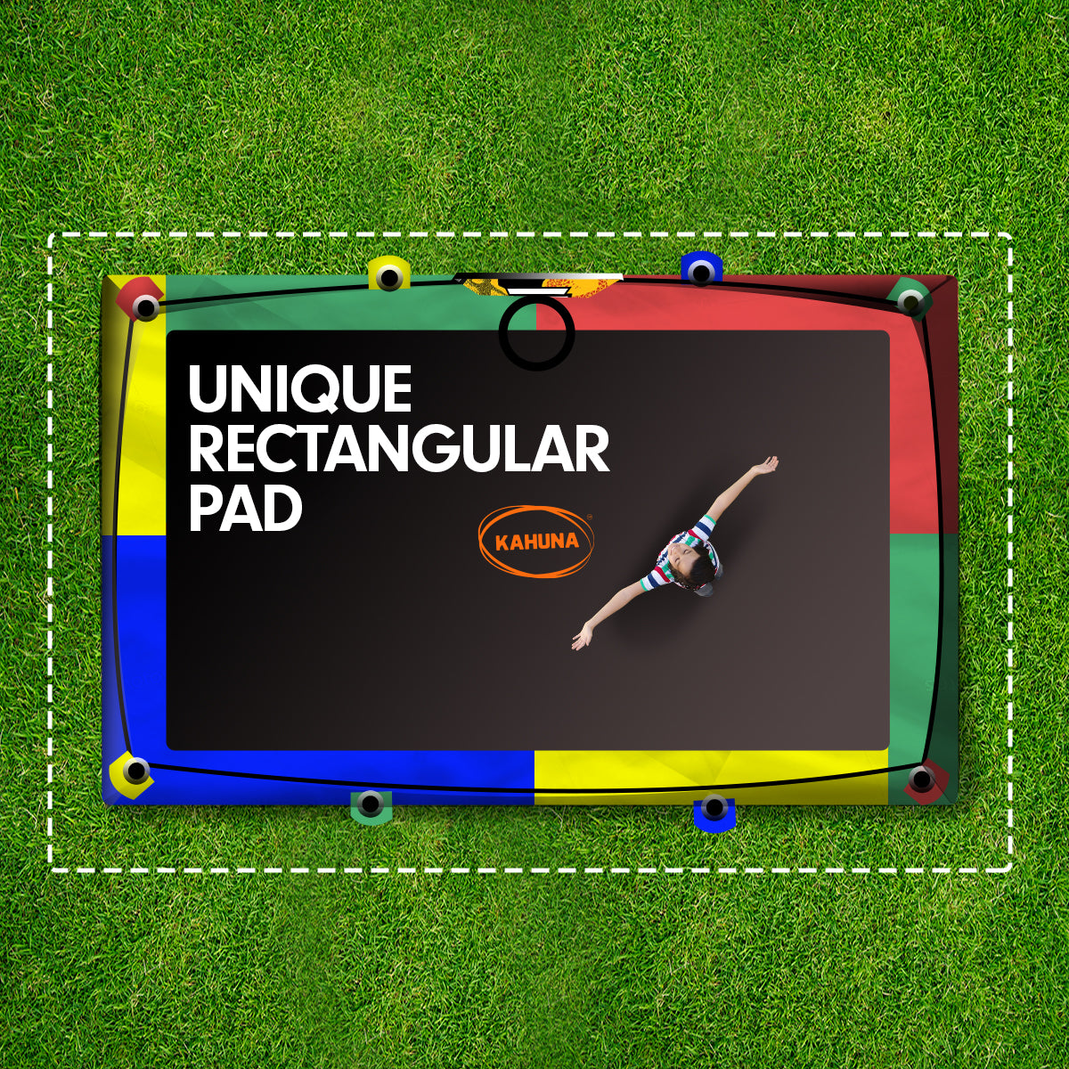 Trampoline 6ft x 9ft Rectangular Outdoor Rainbow Basketball Set
