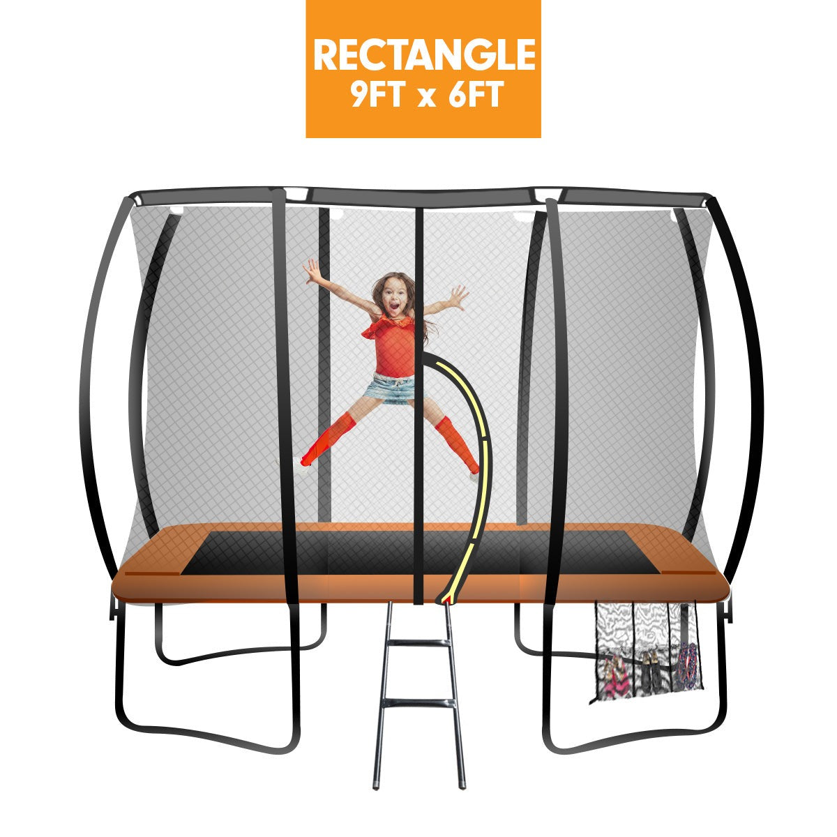 Kahuna Trampoline 6 ft x 9 ft Rectangular Outdoor - Orange