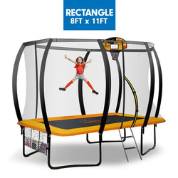 Trampoline 8 ft x 11 ft Rectangular with Basketball Set