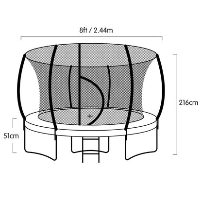 Kahuna Trampoline 8 ft with Basketball set - Rainbow