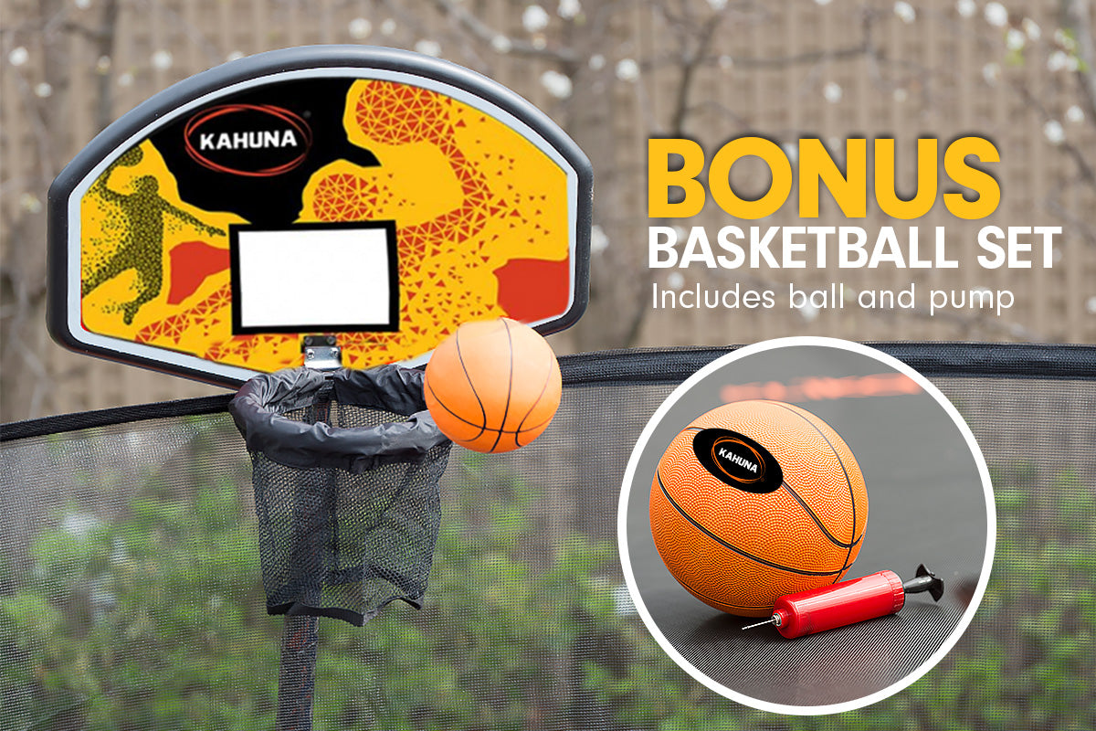 Kahuna Trampoline 10 ft with Basketball set - Rainbow