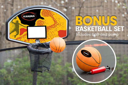 Kahuna Trampoline 10 ft with Basketball set - Rainbow