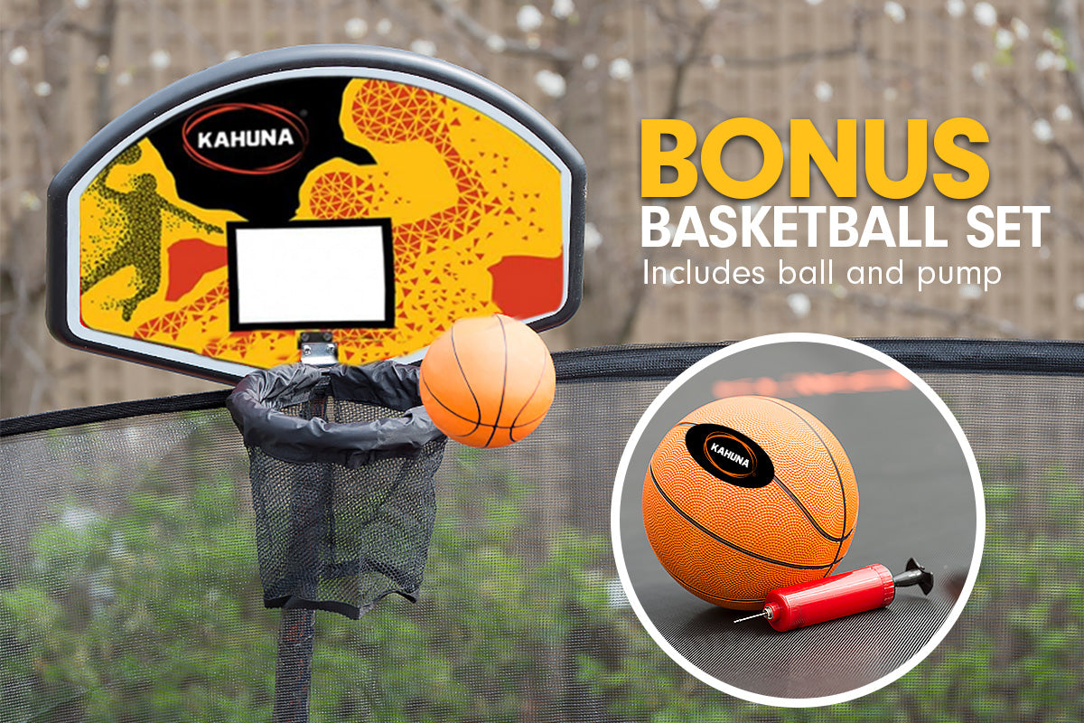 Kahuna Trampoline 16 ft with Basketball set - Orange