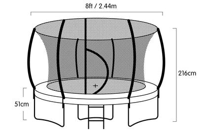 Trampoline 8 Ft  Roof - Blue