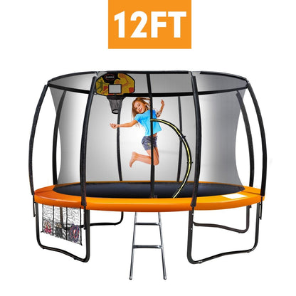 Kahuna Trampoline 12 ft with Basketball set - Orange