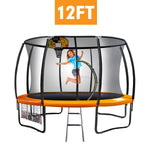 Kahuna Trampoline 12 ft with Basketball set - Orange