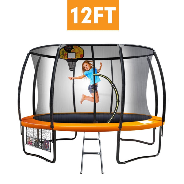  Kahuna Trampoline 12 ft with Basketball set - Orange