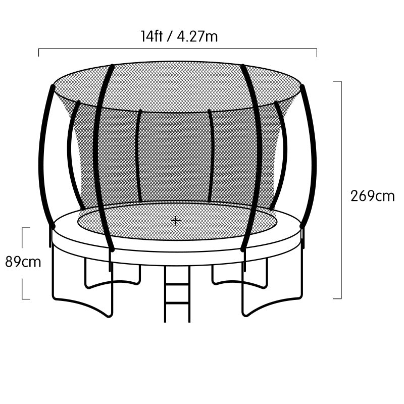 Kahuna Trampoline 14 ft with Basketball Set - Rainbow