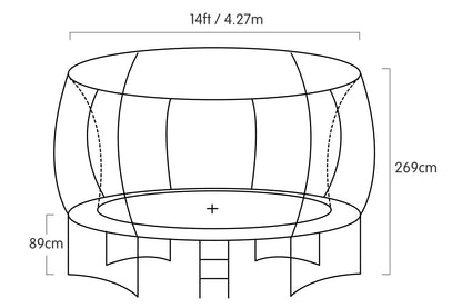 Trampoline 14 ft with  Roof - Rainbow