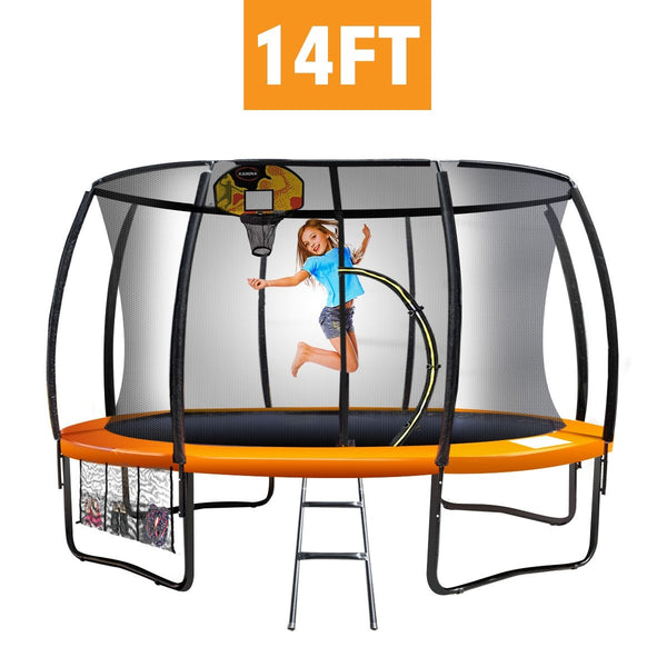  Kahuna Trampoline 14 ft with Basketball set - Orange