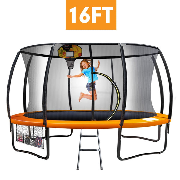  Kahuna Trampoline 16 ft with Basketball set - Orange