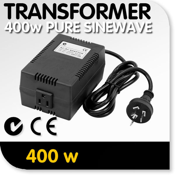  Sinewave Step-Down Transformer: 240v to 120v, 400 watts (3.3 amps)