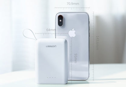 10000mAh Mini Power Bank Dual USB-A + Type C