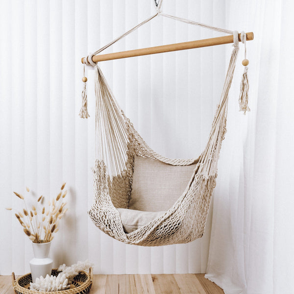  Ultimate Comfort with the Havana Cream Hanging Hammock Chair