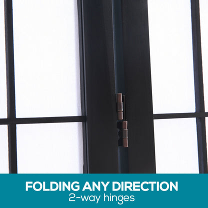 8 Panel Free Standing Foldable  Room Divider Privacy Screen Black Frame