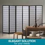 8 Panel Free Standing Foldable  Room Divider Privacy Screen Black Frame