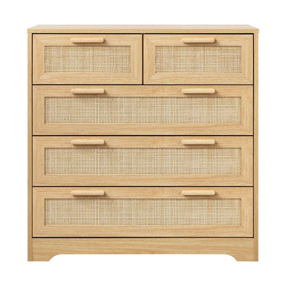 Unveiling the Versatile 5-Drawer Chest of Drawers with Rattan Accents