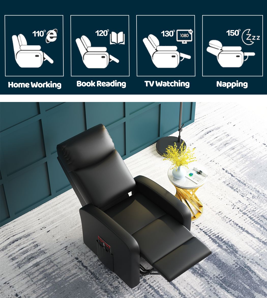 Electric Massage Chair Recliner Chairs Full Body Neck Heated Seat Black
