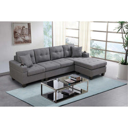 Versatile and Stylish Reversible Sofa Couch Suite - Dark | 4 Seater Modular Corner Sectional Set