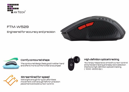 W4 Raigor Wireless Gaming Mouse Black 
