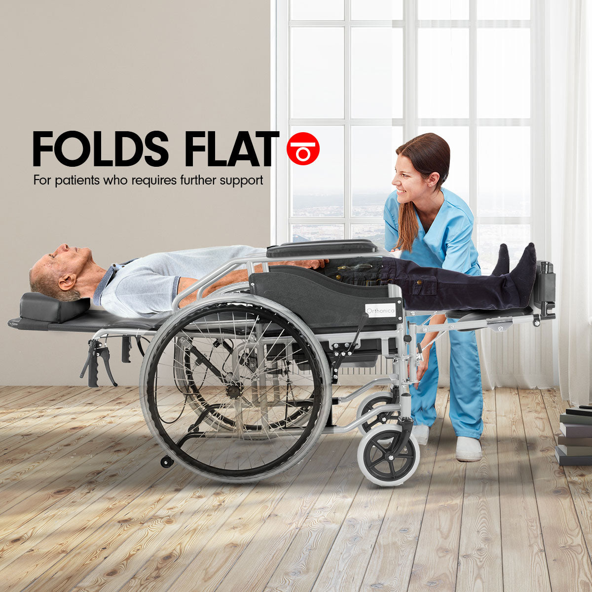 Orthonica Recliner Folding Wheelchair - Commander