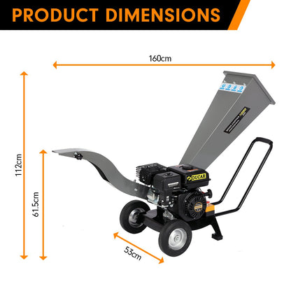 Ducar 7Hp Wood Chipper Shredder Mulcher Grinder Petrol Silver