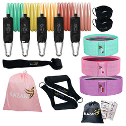 15 Pcs Resistance Tube Booty Bands Set Apple Green Pink Purple