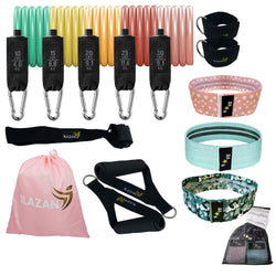 15 Pcs Resistance Tube Booty Bands Set Pink Blue