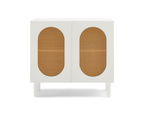 White 2-Door Accent Cabinet in White/Maple