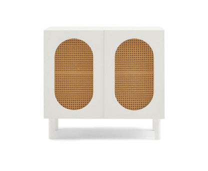 White 2-Door Accent Cabinet in White/Maple