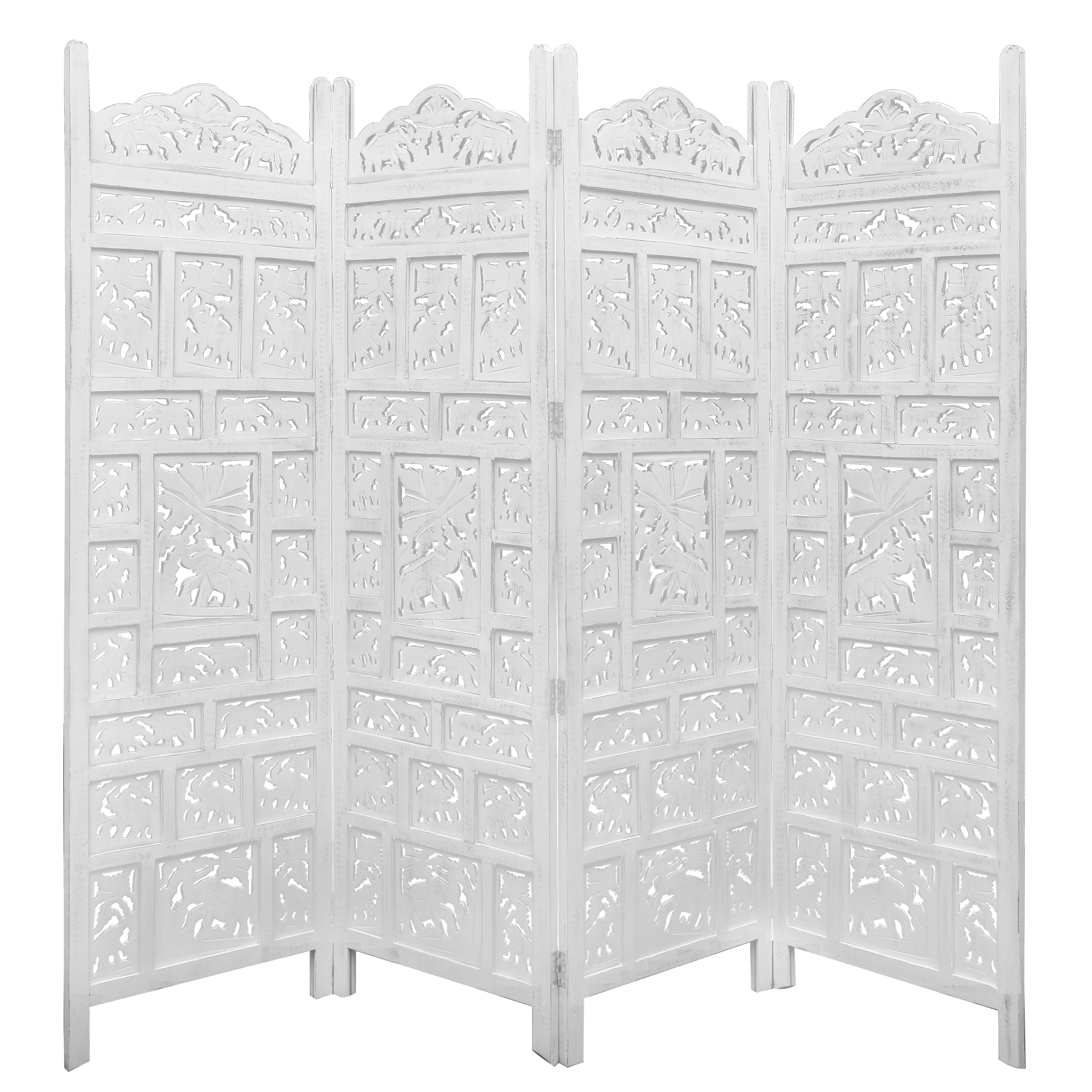 White Shoji Timber Wood Stand for Elephant 4 Panel Room Divider Screen ...